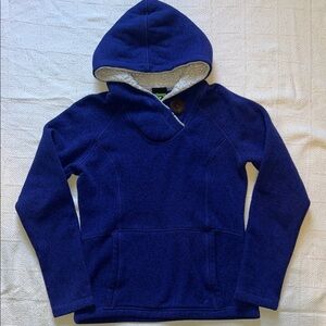 Koppen Women's Sherpa Lined Pullover Hoodie M Blue Long Sleeve Raglan